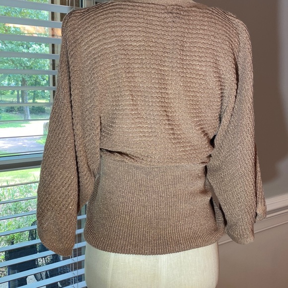 ❤️Mossimo Metallic Sweater Cardigan! Brown With Gold Metallic Size Medium - Picture 6 of 6